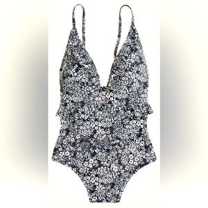 J. Crew Ruffle Plunge One Piece Swimsuit